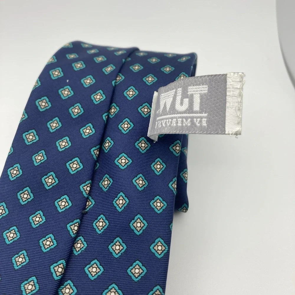 TJW BLUE EXECUTIVE SILK DESIGNER MENS‎ NECK TIE Classic Length